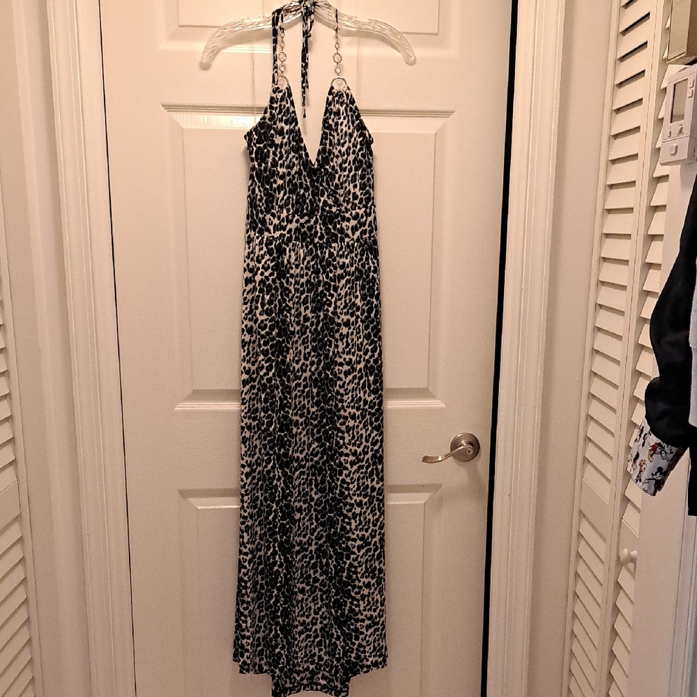 Dots Black and White Animal Print Maxi Dress